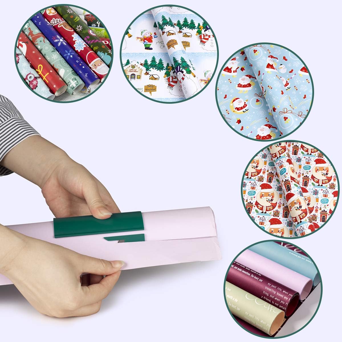 Sliding Wrapping Paper Cutter Tool,Gift Wrapping Paper Cutter Tool,Make Wall Sticker Decorations and Gift Packaging,Christmas Gift Paper(2 Pieces)