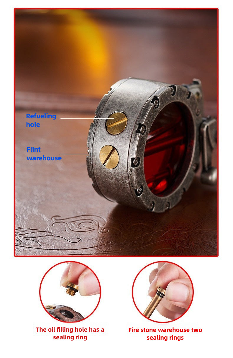 Vintage Lighter, Kerosene Liquid, with Visible Gas Tank, refillable, Suitable for Collection, Gift