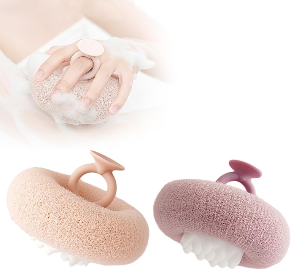 Super Soft Sunflower Suction Cup Bath Ball, 2024 Upgraded 2-in-1 Sunflower Bath Ball Exfoliating Bath Sponge Cleaning Brush, Sponge Mesh Pouf Shower Ball for Women, Men Shower