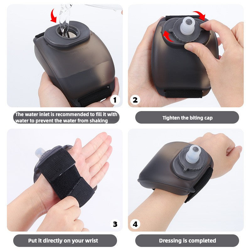 Portable Wrist Water Bottle, Running Wrist Bottle 200ml Portable Sports Wearable Handsfree with Nozzle Wrist Water Bottle for Out Jogging, Practicing Yoga,Swimming,Riding
