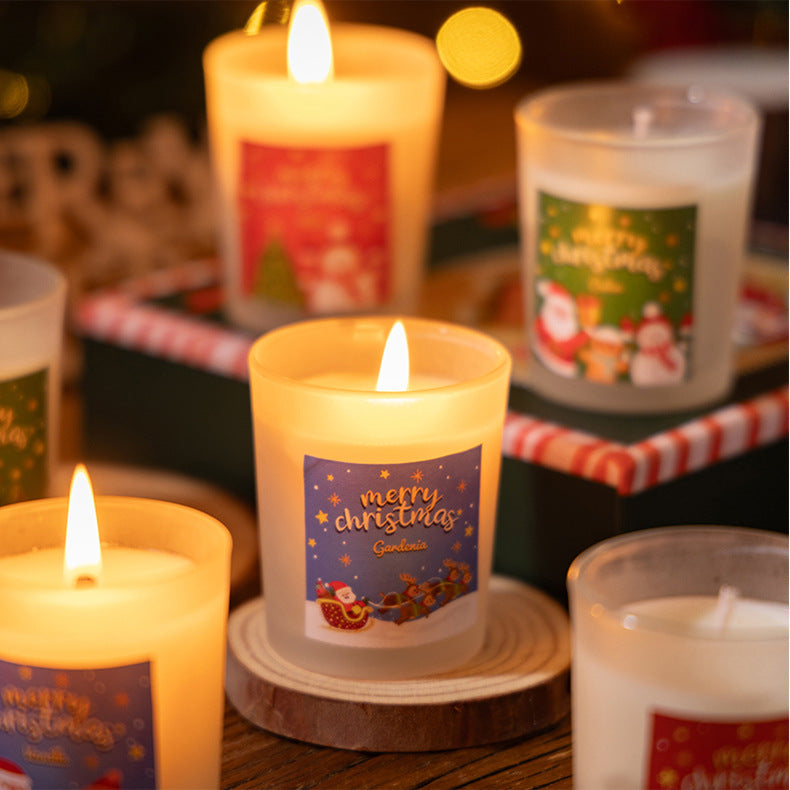 Atmosphere-Christmas glass plant soy wax scented candle gift box, long-lasting scented candles at home