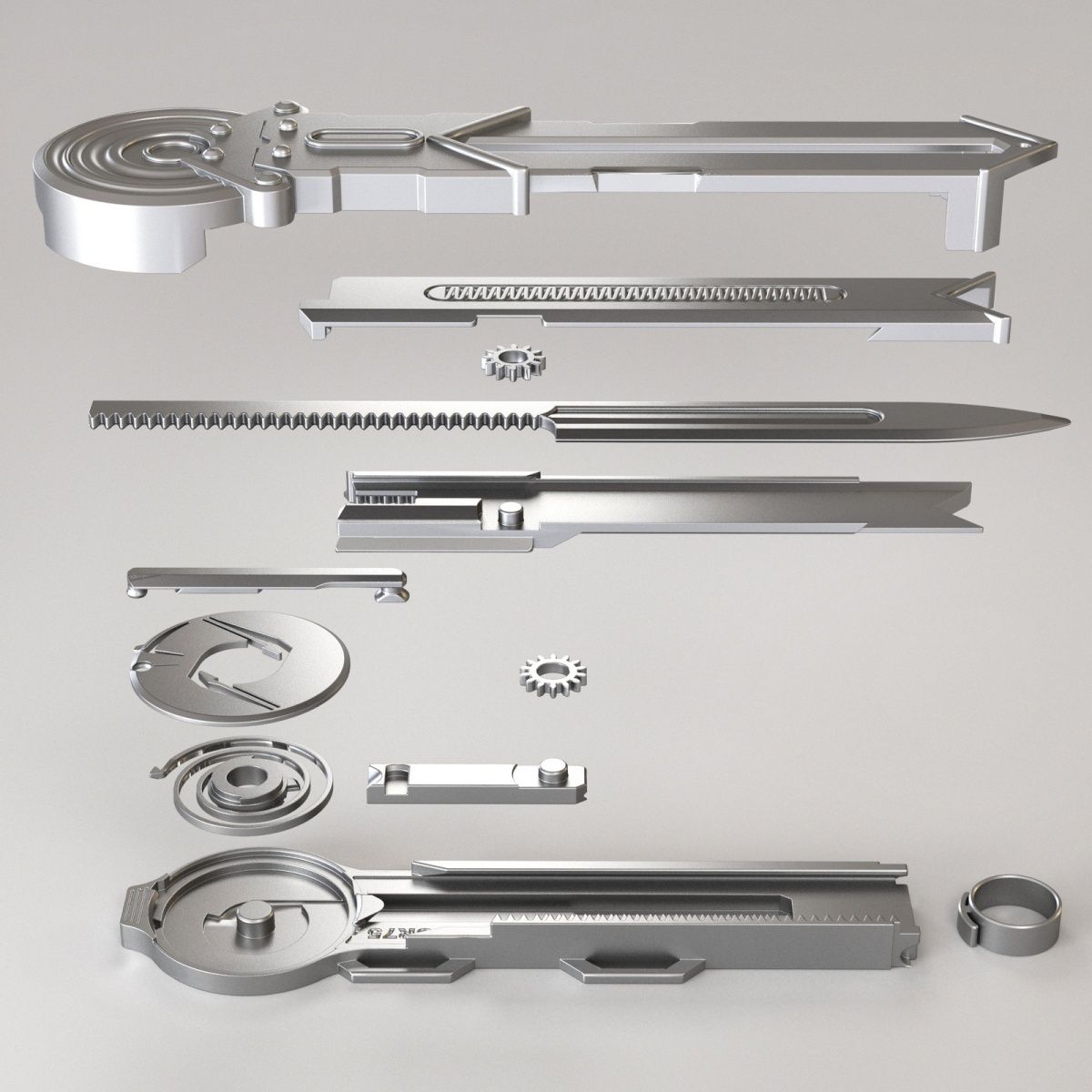 Wire-controlled hidden blade, rotatable blade