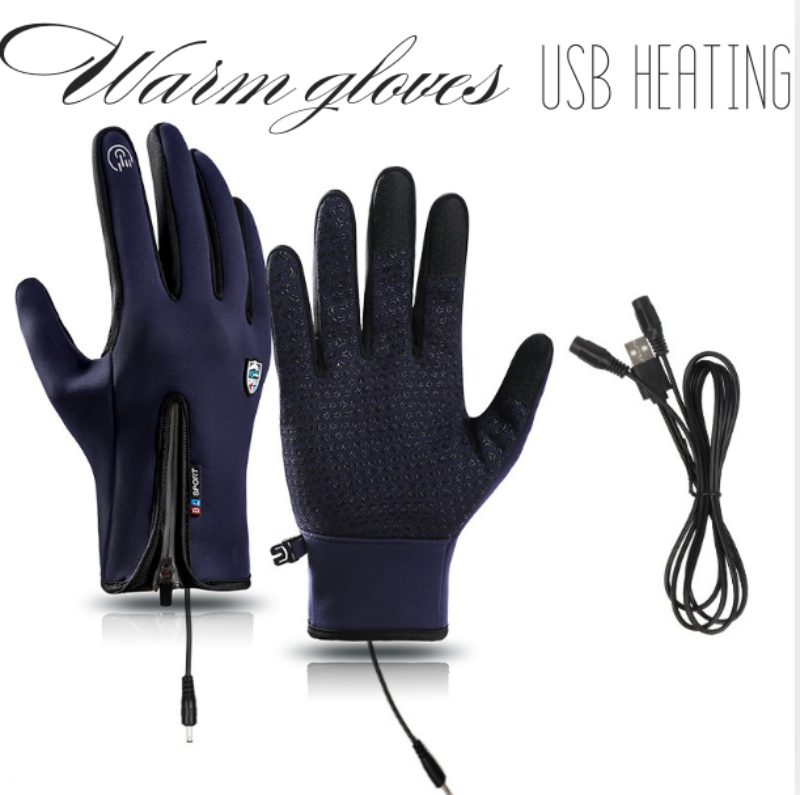 Outdoor Heated Gloves Windproof and Waterproof with Plus Velvet