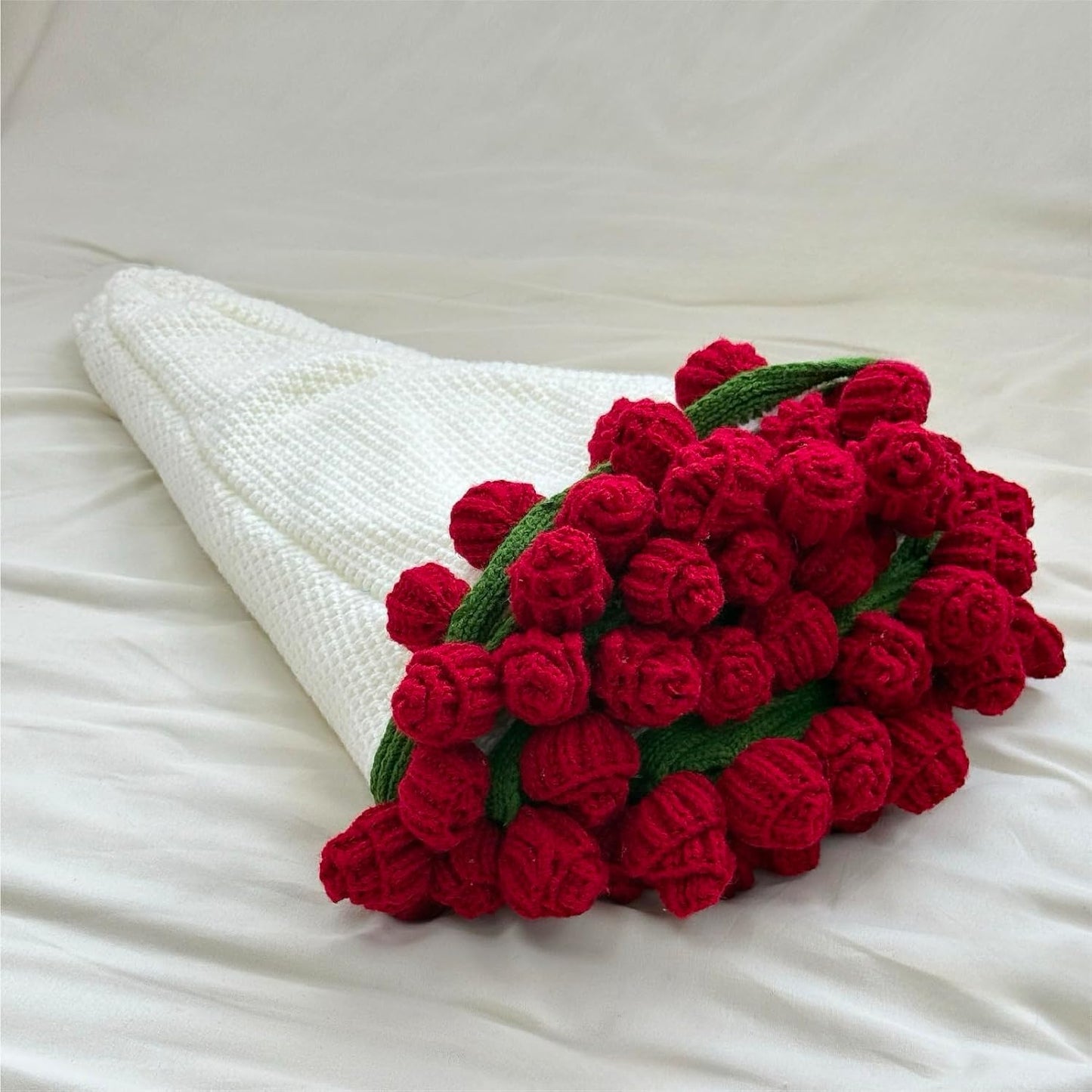 Hand-woven rose bouquet blanket, office nap blanket