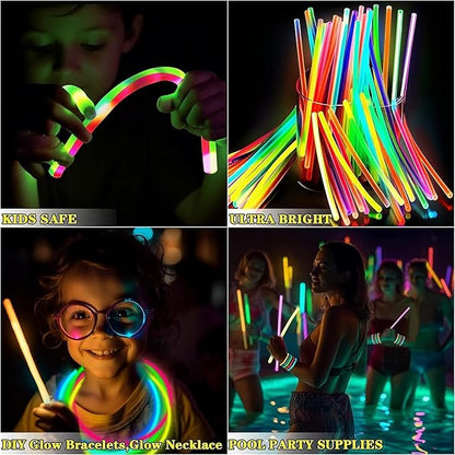 Glow Sticks Bulk Party Pack with Connectors