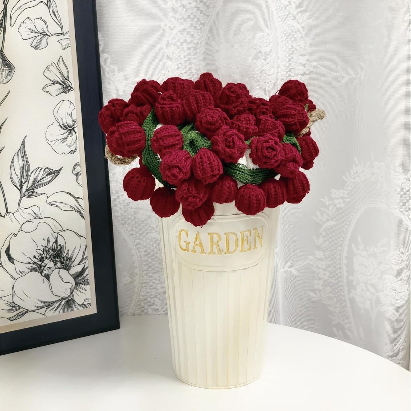 Hand-woven rose bouquet blanket, office nap blanket