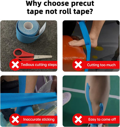 Precut Kinesiology Tape for Ankle- Ankle Support & Stability, Ankle Pain Relief Athletic Tape - Waterproof & Elastic, Breathable Hypoallergenic Latex-Free Tape
