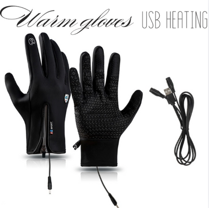 Outdoor Heated Gloves Windproof and Waterproof with Plus Velvet