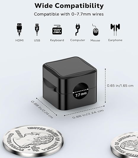 Magnetic Cable Clips, Desk Cord Organizer, Adhesive Cord Holder, Cable Management Wire Holder Keeper for Nightstand Desk Kitchen Office Car Wall Glass（6 Pack）