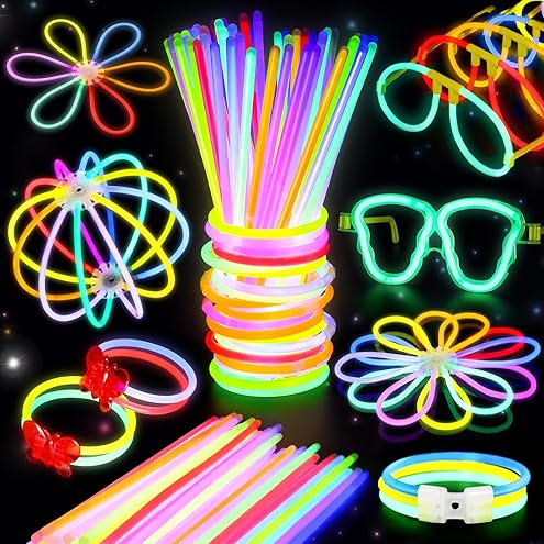 Glow Sticks Bulk Party Pack with Connectors