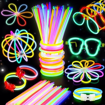 Glow Sticks Bulk Party Pack with Connectors
