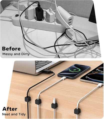 Magnetic Cable Clips, Desk Cord Organizer, Adhesive Cord Holder, Cable Management Wire Holder Keeper for Nightstand Desk Kitchen Office Car Wall Glass（6 Pack）