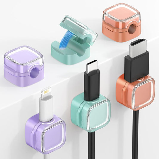 Magnetic Cable Clips, Desk Cord Organizer, Adhesive Cord Holder, Cable Management Wire Holder Keeper for Nightstand Desk Kitchen Office Car Wall Glass（6 Pack）