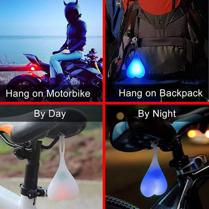 Bike Tail Light, Heart Shaped Bicycle Rear Light Reflector for Night Riding, Funny Bicycle Accessory for Adults Kids, Warning Light for Road Mountain E-Bikes Scooter