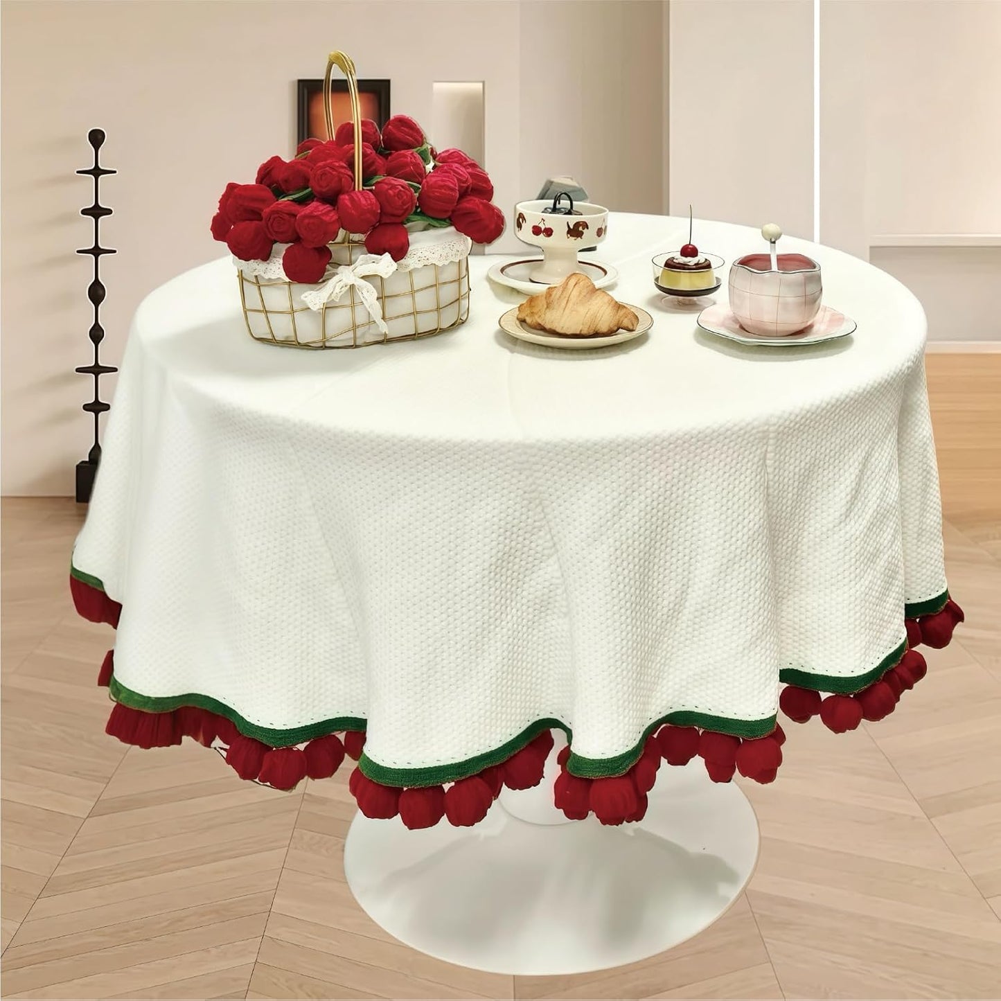 Hand-woven rose bouquet blanket, office nap blanket