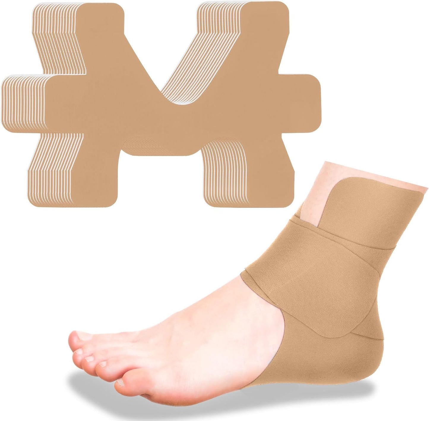 Precut Kinesiology Tape for Ankle- Ankle Support & Stability, Ankle Pain Relief Athletic Tape - Waterproof & Elastic, Breathable Hypoallergenic Latex-Free Tape