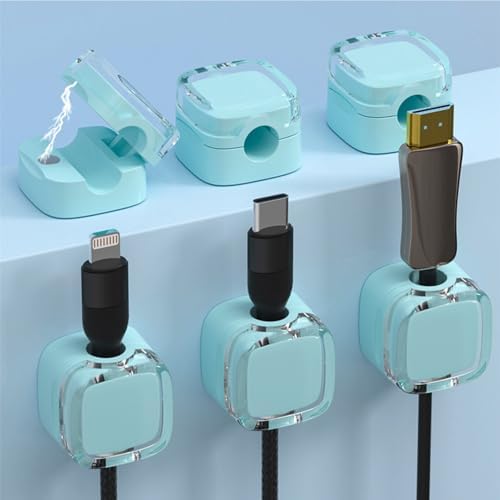 Magnetic Cable Clips, Desk Cord Organizer, Adhesive Cord Holder, Cable Management Wire Holder Keeper for Nightstand Desk Kitchen Office Car Wall Glass（6 Pack）