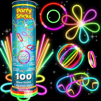Glow Sticks Bulk Party Pack with Connectors