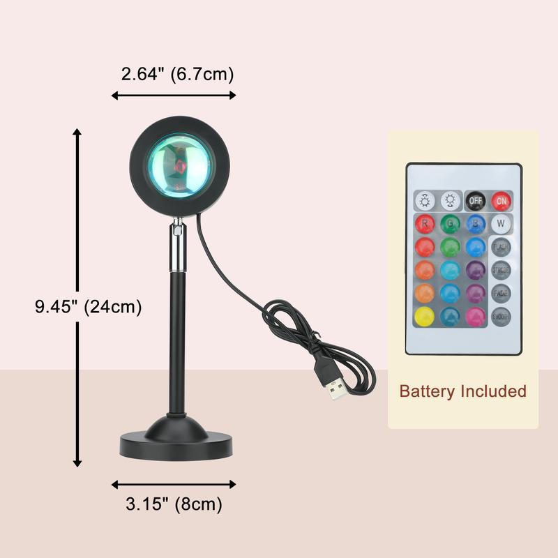 Fall Sunset Lamp Projector Light 180° Adjustable Sunset Mood Lamp, 4 Modes, Remote Control RGB Ambient Night Light for Bedroom, Gaming Room, Live Streaming Photography & Parties Home Wall Decor Party Live Streaming Halloween Decor Christmas Gift