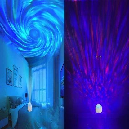 2 Scene -Aurora & 3D Water Ripple Projector Light-16-Color Round Lamp with Control