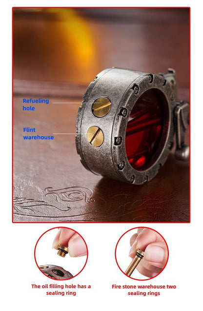 Vintage Lighter, Kerosene Liquid, with Visible Gas Tank, refillable, Suitable for Collection, Gift