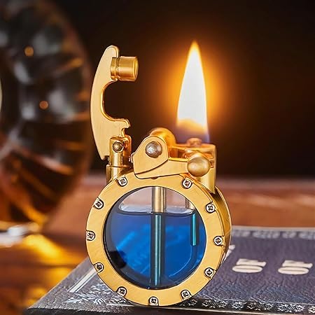 Vintage Lighter, Kerosene Liquid, with Visible Gas Tank, refillable, Suitable for Collection, Gift