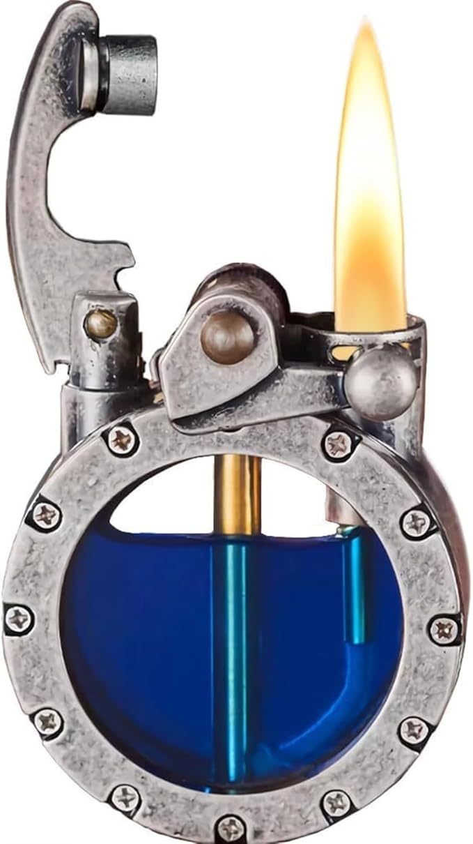 Vintage Lighter, Kerosene Liquid, with Visible Gas Tank, refillable, Suitable for Collection, Gift