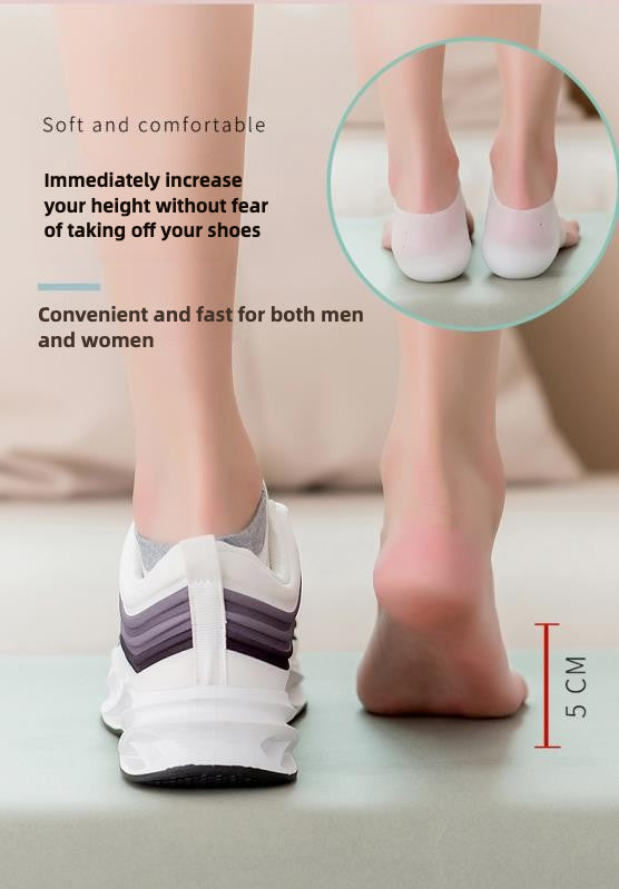 Heel Cup Insoles Half Height Increase Insoles Invisible Silicone Shoe Lift Heel Pads For Men and Women