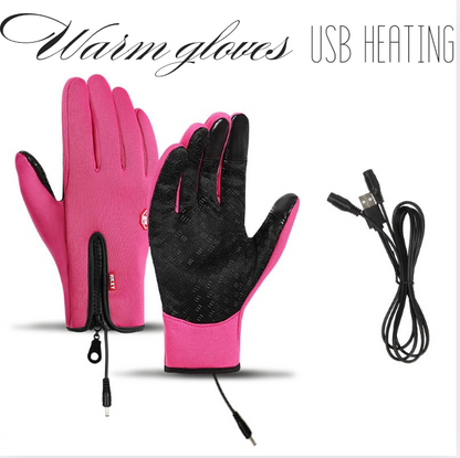Outdoor Heated Gloves Windproof and Waterproof with Plus Velvet