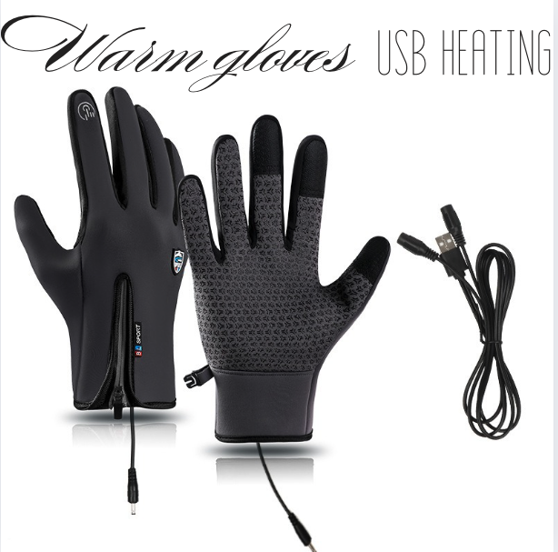 Outdoor Heated Gloves Windproof and Waterproof with Plus Velvet