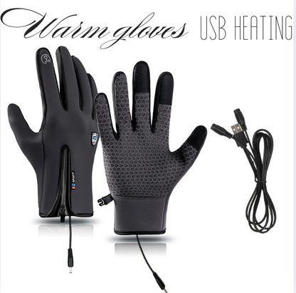 Outdoor Heated Gloves Windproof and Waterproof with Plus Velvet
