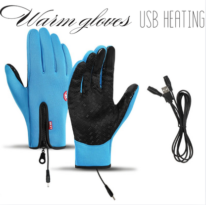 Outdoor Heated Gloves Windproof and Waterproof with Plus Velvet