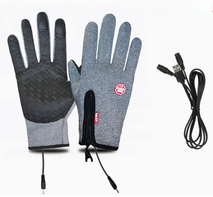 Outdoor Heated Gloves Windproof and Waterproof with Plus Velvet
