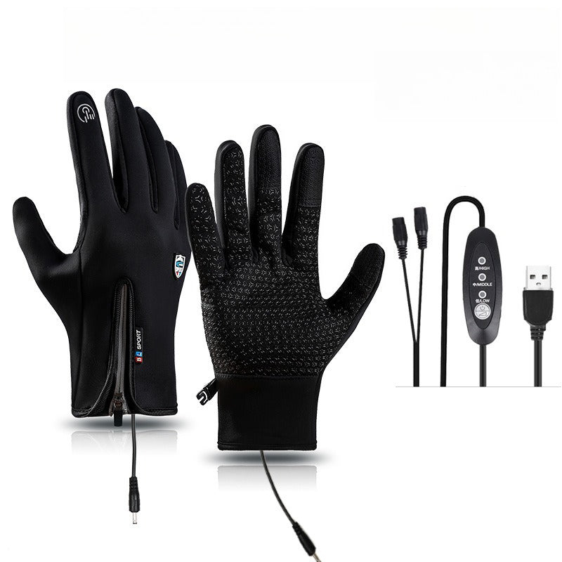 Outdoor Heated Gloves Windproof and Waterproof with Plus Velvet