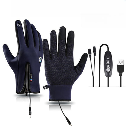 Outdoor Heated Gloves Windproof and Waterproof with Plus Velvet