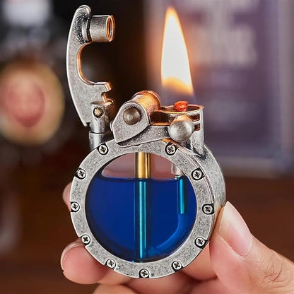 Vintage Lighter, Kerosene Liquid, with Visible Gas Tank, refillable, Suitable for Collection, Gift