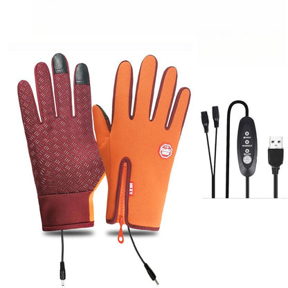 Outdoor Heated Gloves Windproof and Waterproof with Plus Velvet