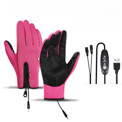 Outdoor Heated Gloves Windproof and Waterproof with Plus Velvet