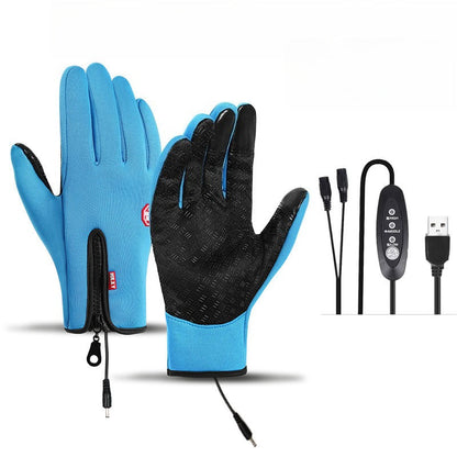 Outdoor Heated Gloves Windproof and Waterproof with Plus Velvet