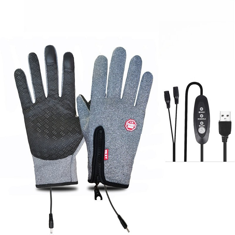 Outdoor Heated Gloves Windproof and Waterproof with Plus Velvet