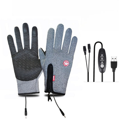 Outdoor Heated Gloves Windproof and Waterproof with Plus Velvet