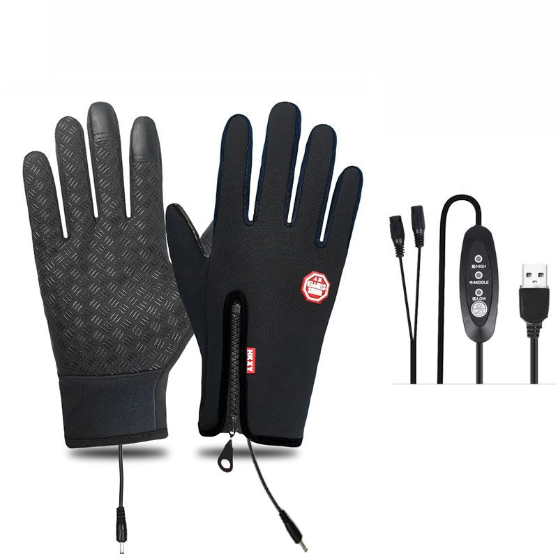 Outdoor Heated Gloves Windproof and Waterproof with Plus Velvet