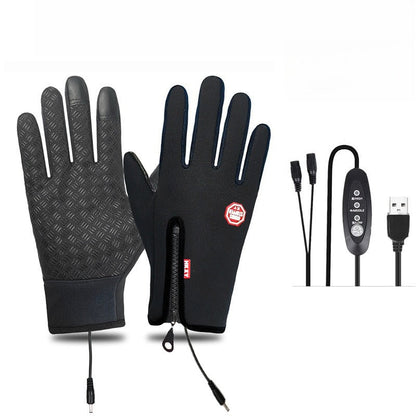 Outdoor Heated Gloves Windproof and Waterproof with Plus Velvet