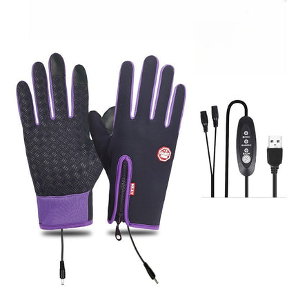Outdoor Heated Gloves Windproof and Waterproof with Plus Velvet