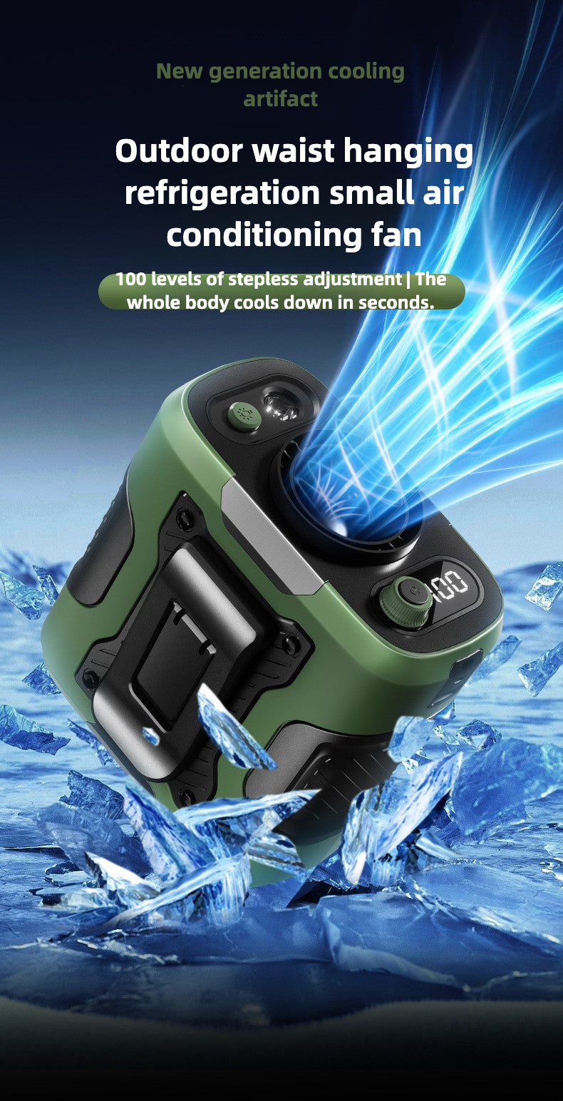 2025 Upgraded Portable Waist Fan Clip with 5 Speeds, Flashlight and Power Bank