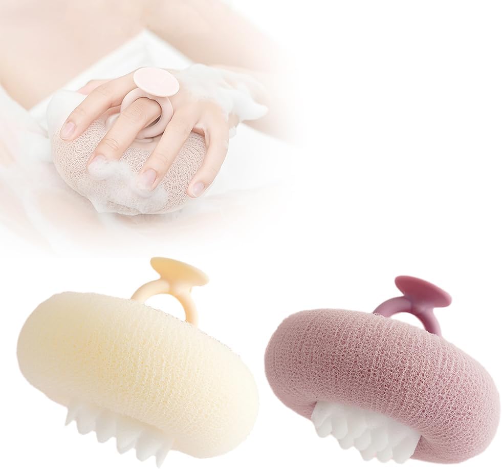 Super Soft Sunflower Suction Cup Bath Ball, 2024 Upgraded 2-in-1 Sunflower Bath Ball Exfoliating Bath Sponge Cleaning Brush, Sponge Mesh Pouf Shower Ball for Women, Men Shower