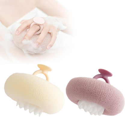 Super Soft Sunflower Suction Cup Bath Ball, 2024 Upgraded 2-in-1 Sunflower Bath Ball Exfoliating Bath Sponge Cleaning Brush, Sponge Mesh Pouf Shower Ball for Women, Men Shower