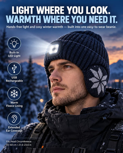 Rechargeable LED Fleece-Lined Beanie