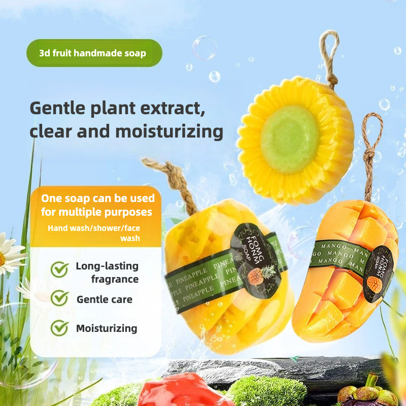 Pure natural three-dimensional fruit essential oil handmade soap, cleans, refreshes and controls oil