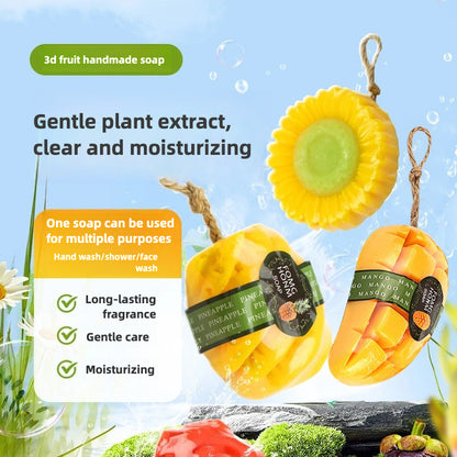 Pure natural three-dimensional fruit essential oil handmade soap, cleans, refreshes and controls oil